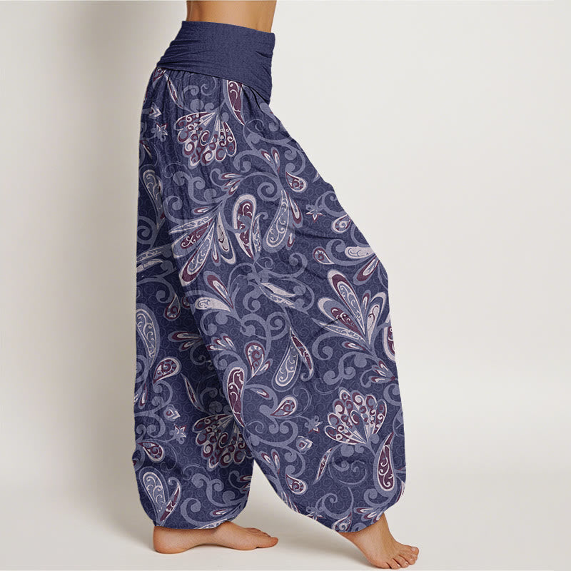 Cotton Casual Flower Petals Design Women's Elastic Waist Harem Pants