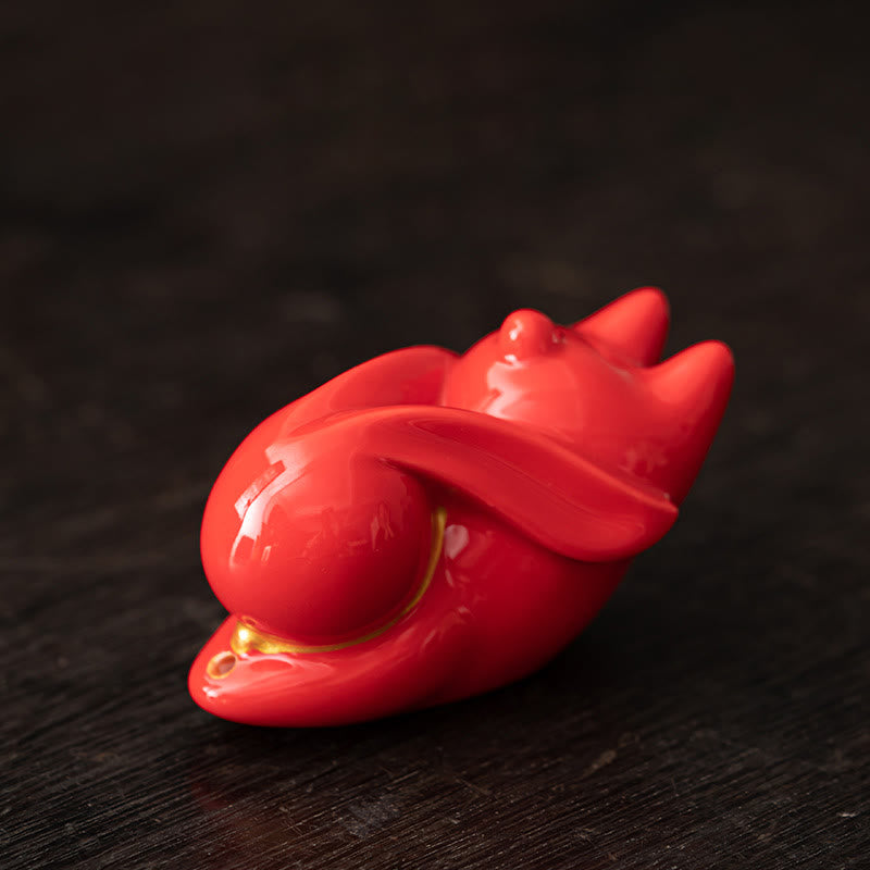 Whimsical Flying Rabbit Ceramic Incense Burner with Bamboo Mat Desk Decoration