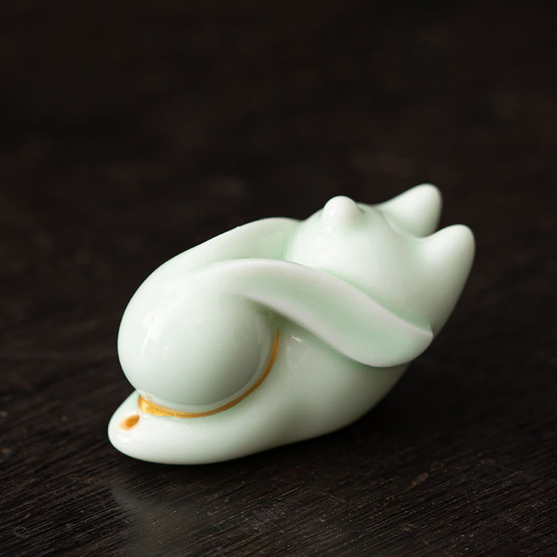 Whimsical Flying Rabbit Ceramic Incense Burner with Bamboo Mat Desk Decoration