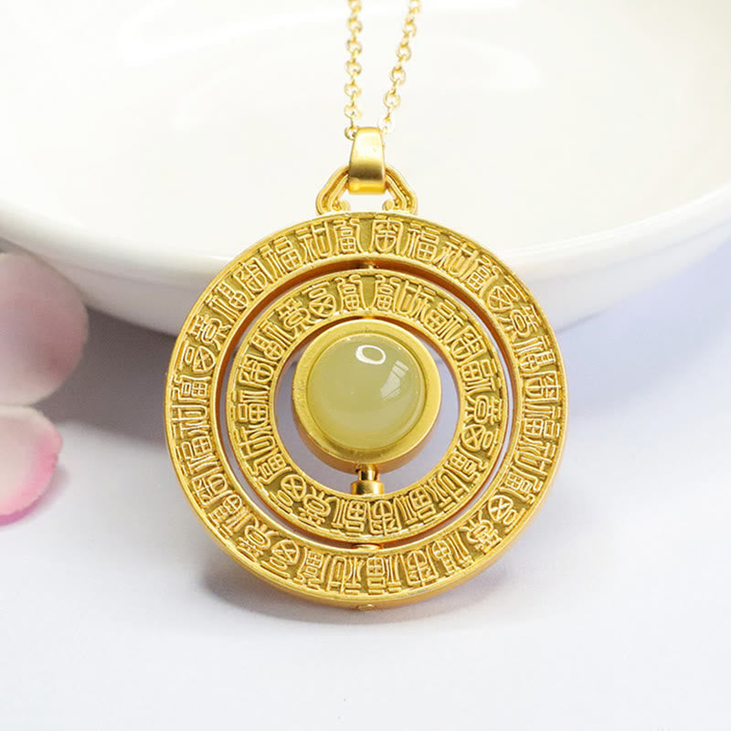 Hetian Jade Hundred Blessings Fu Character Luck Rotatable Necklace Pendant