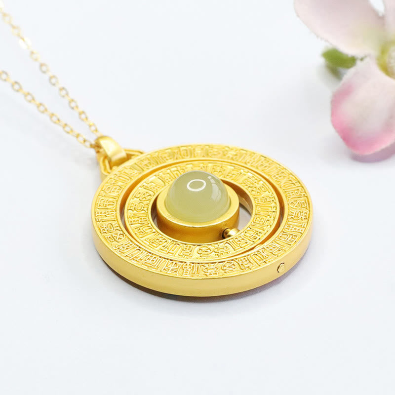 Hetian Jade Hundred Blessings Fu Character Luck Rotatable Necklace Pendant