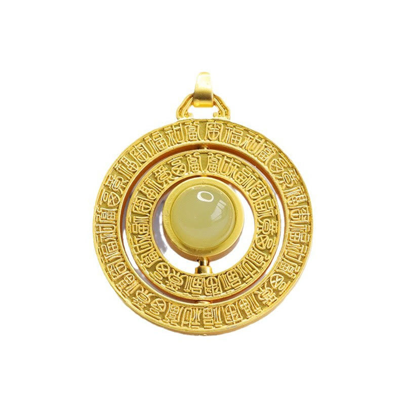 Hetian Jade Hundred Blessings Fu Character Luck Rotatable Necklace Pendant