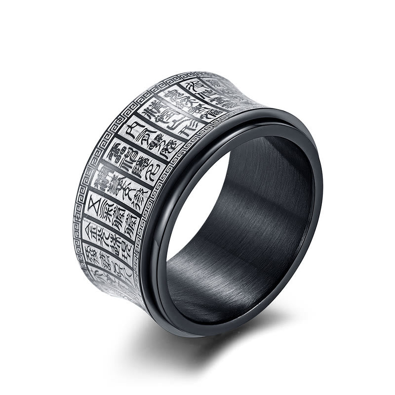 Tibetan Seal Script Golden Light Mantra Titanium Steel Spinner Balance Ring