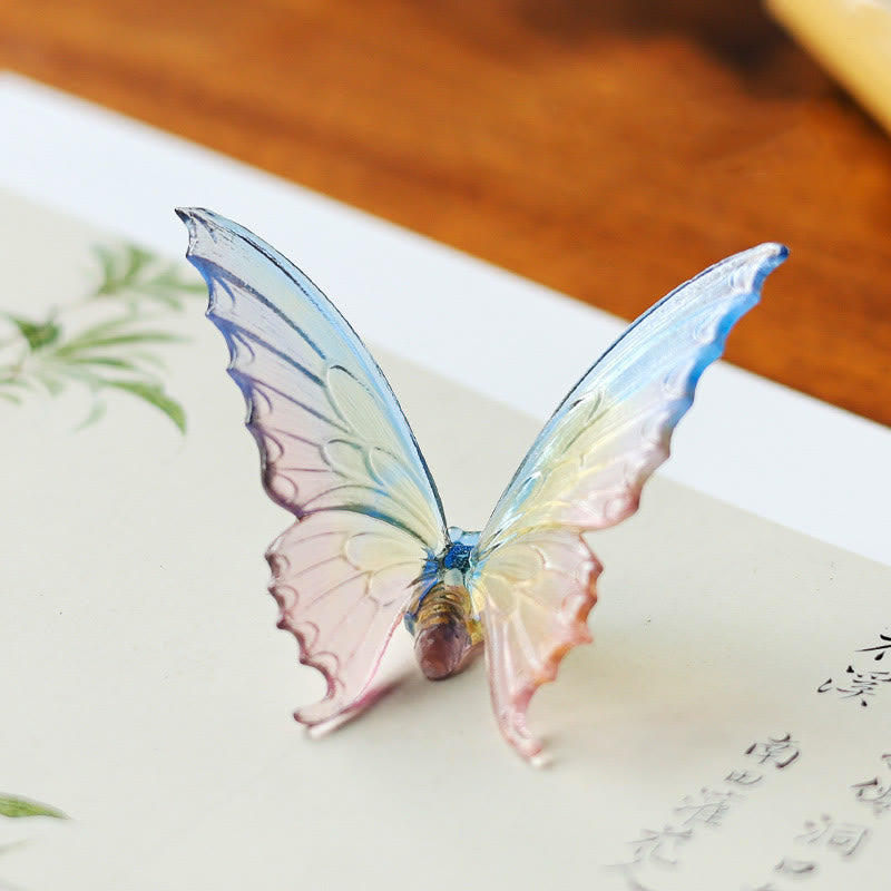 Zeniora Liuli Glass Butterfly Incense Burner Desk Decoration