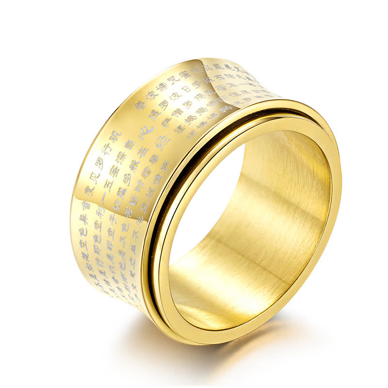 Heart Sutra Engraved Titanium Steel Kinetic Spinner Ring