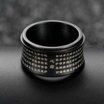 Heart Sutra Engraved Titanium Steel Kinetic Spinner Ring