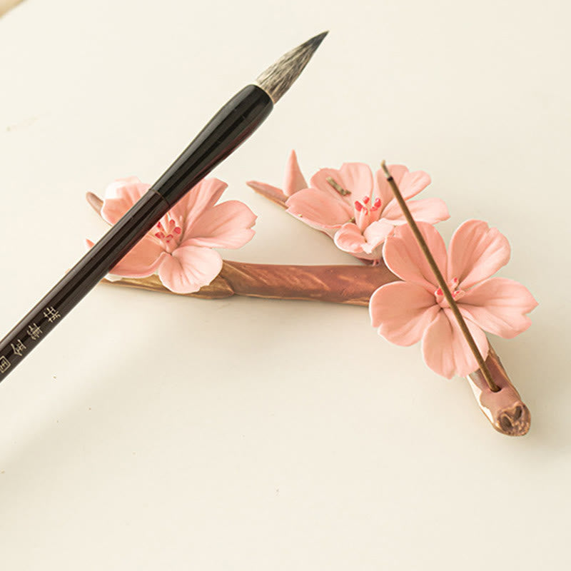 Blooming Plum Blossom Branches Ceramic Healing Incense Burner Desk Decoration