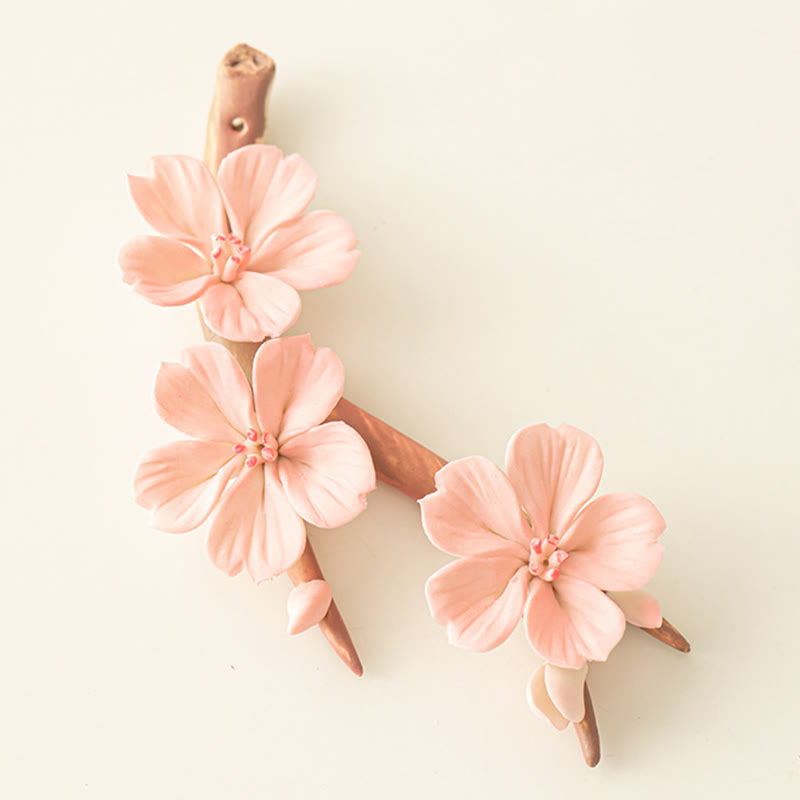 Blooming Plum Blossom Branches Ceramic Healing Incense Burner Desk Decoration