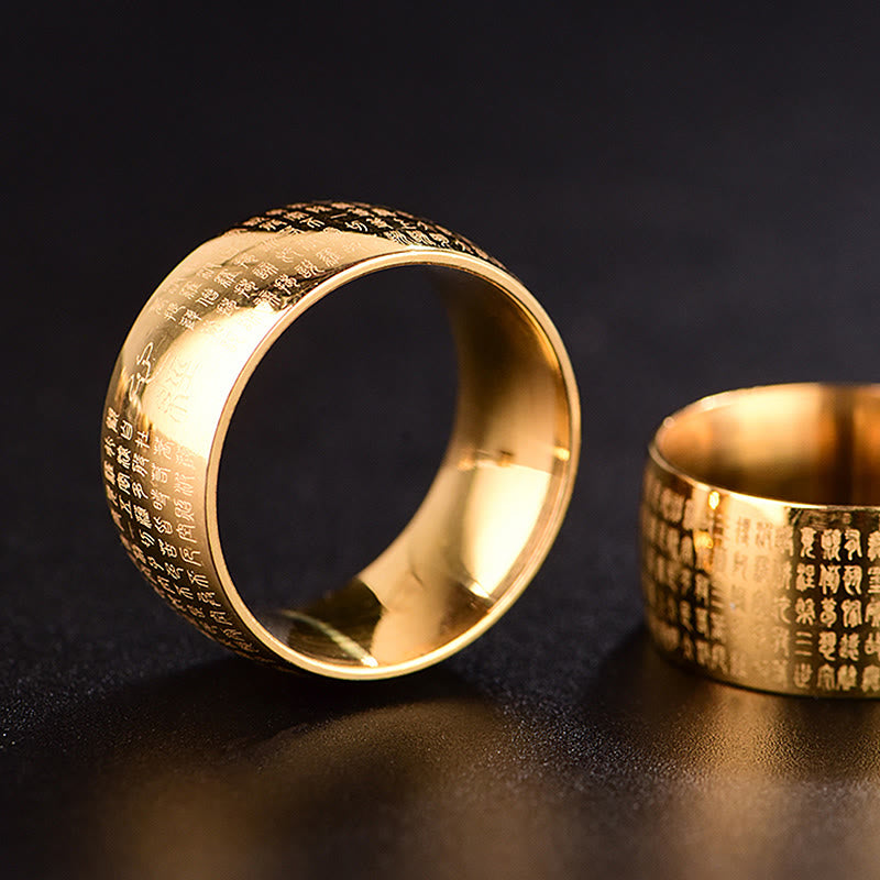 Tibetan Seal Heart Sutra Titanium Steel Balance Ring
