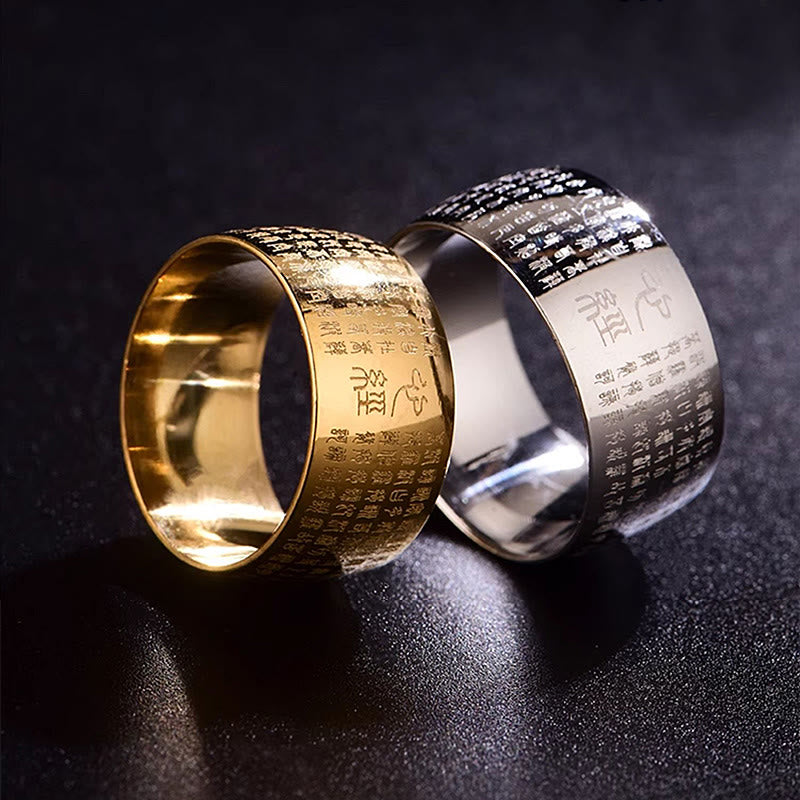 Tibetan Seal Heart Sutra Titanium Steel Balance Ring