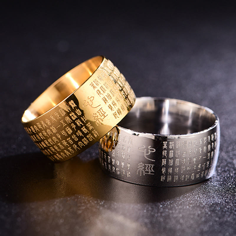 Tibetan Seal Heart Sutra Titanium Steel Balance Ring