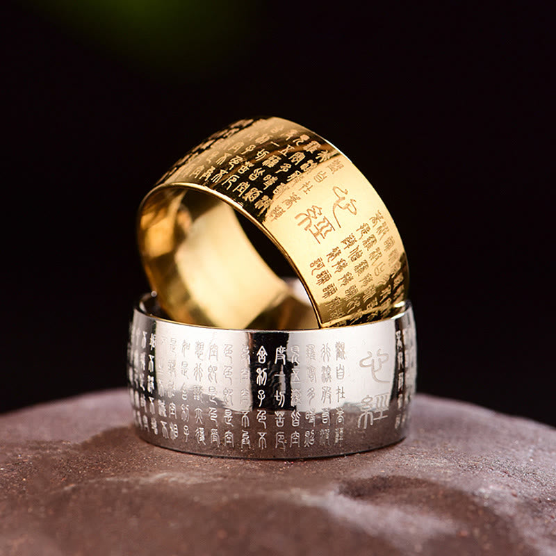 Tibetan Seal Heart Sutra Titanium Steel Balance Ring