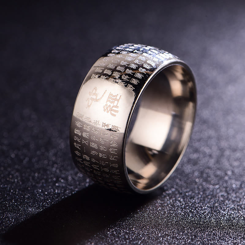 Tibetan Seal Heart Sutra Titanium Steel Balance Ring