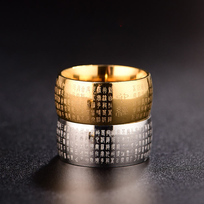 Tibetan Seal Heart Sutra Titanium Steel Balance Ring