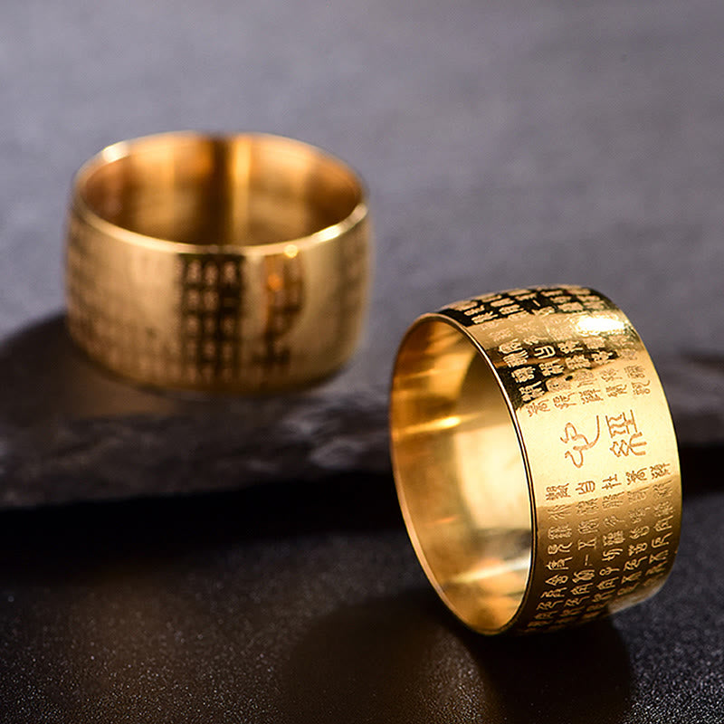 Tibetan Seal Heart Sutra Titanium Steel Balance Ring