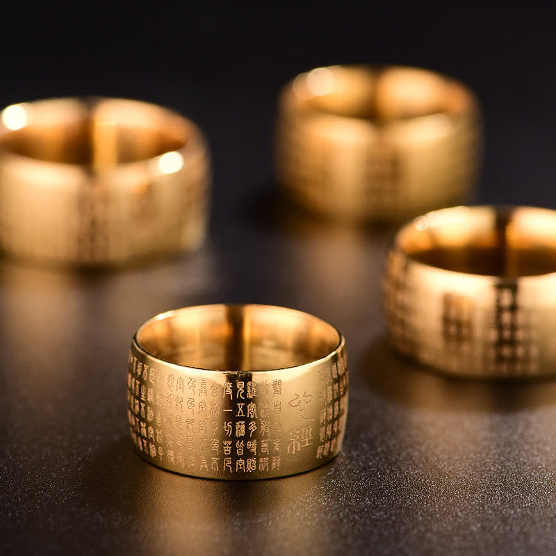 Tibetan Seal Heart Sutra Titanium Steel Balance Ring