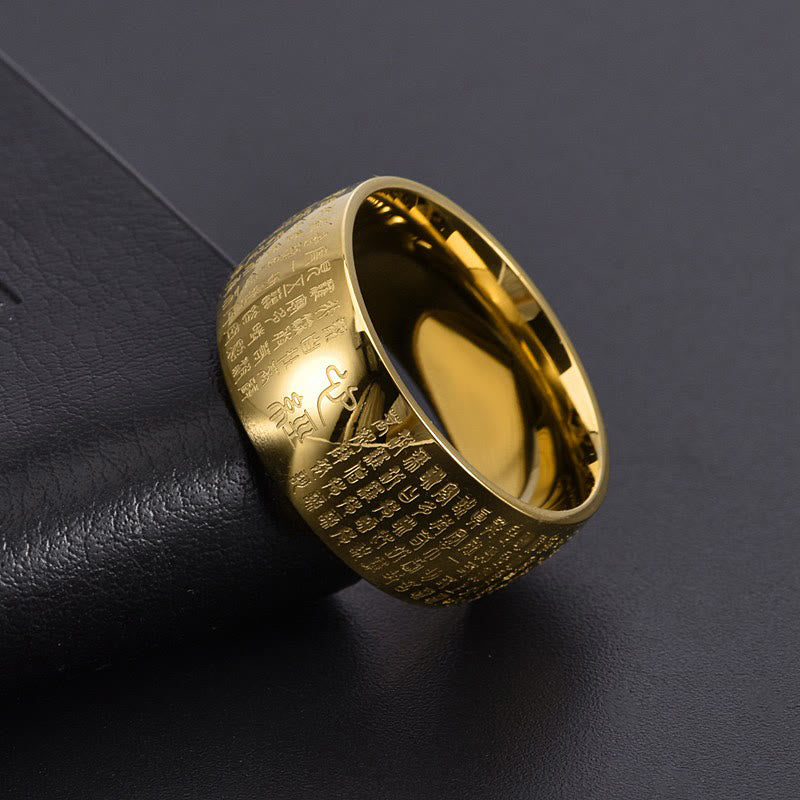 Tibetan Seal Heart Sutra Titanium Steel Balance Ring