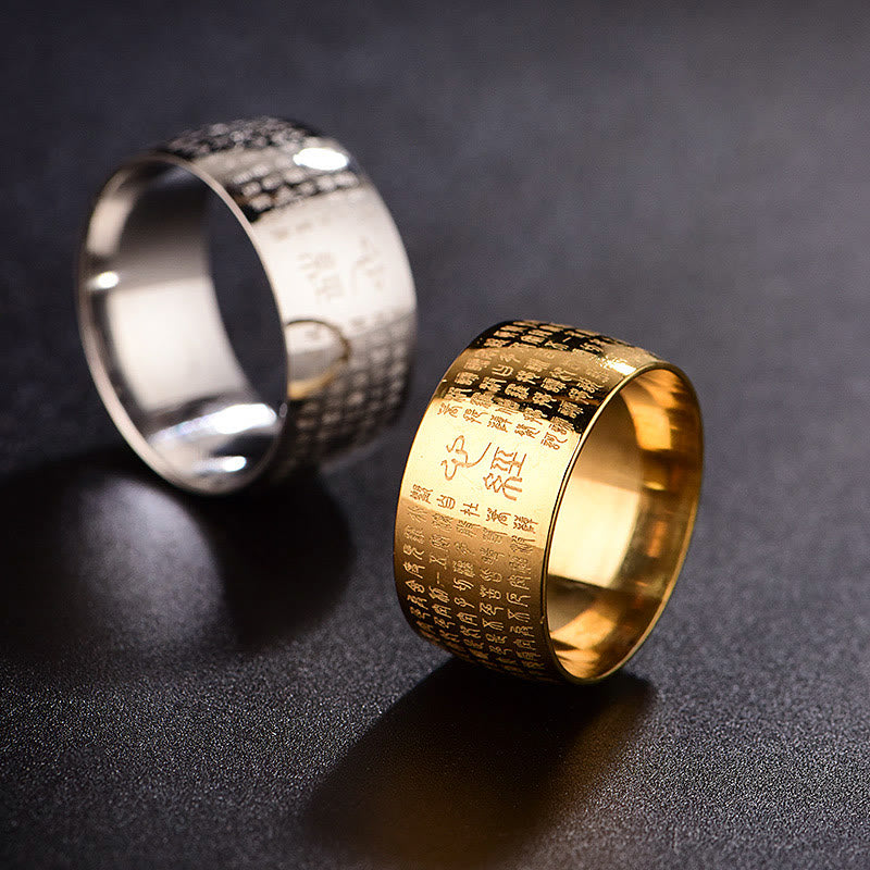 Tibetan Seal Heart Sutra Titanium Steel Balance Ring