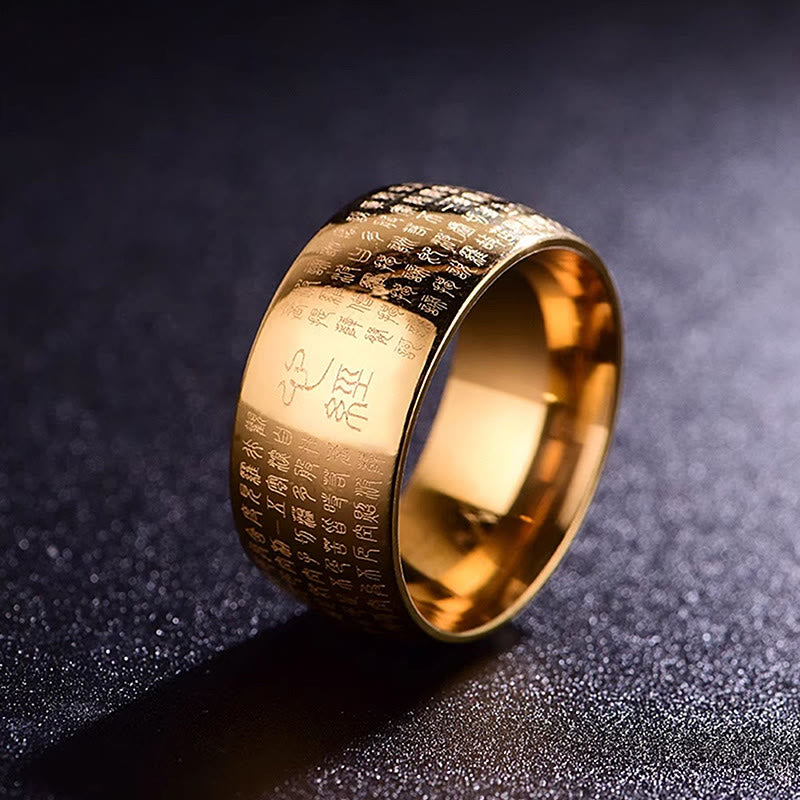 Tibetan Seal Heart Sutra Titanium Steel Balance Ring