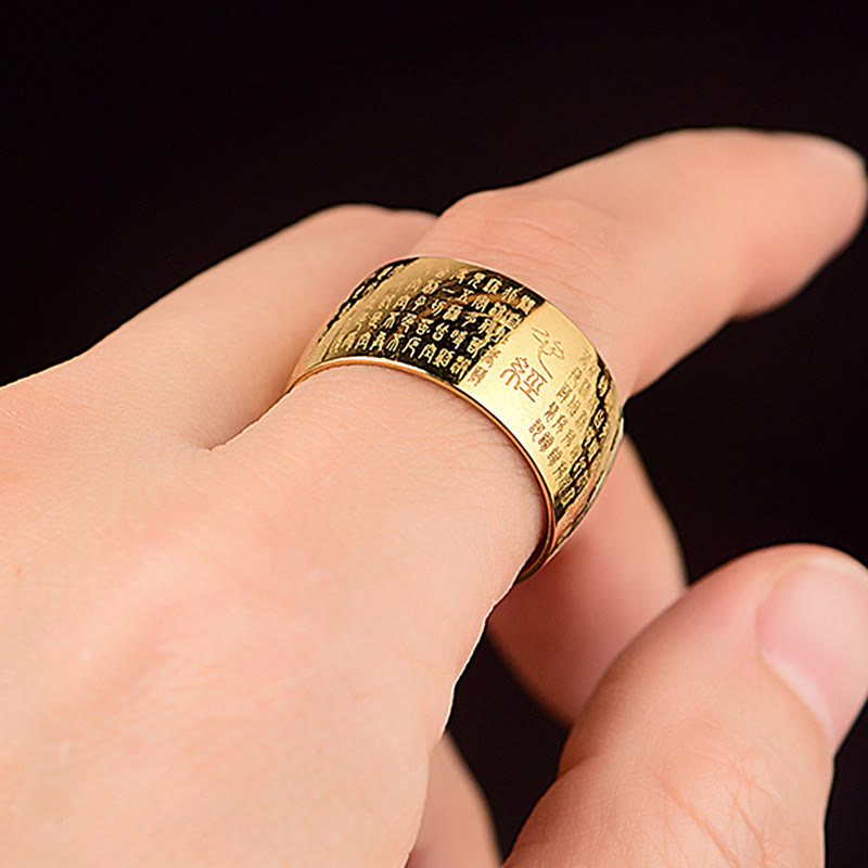 Tibetan Seal Heart Sutra Titanium Steel Balance Ring