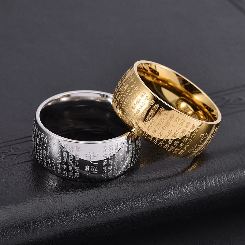 Tibetan Seal Heart Sutra Titanium Steel Balance Ring