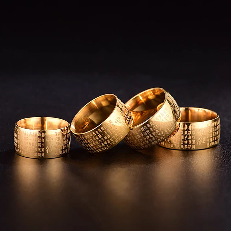 Tibetan Seal Heart Sutra Titanium Steel Balance Ring