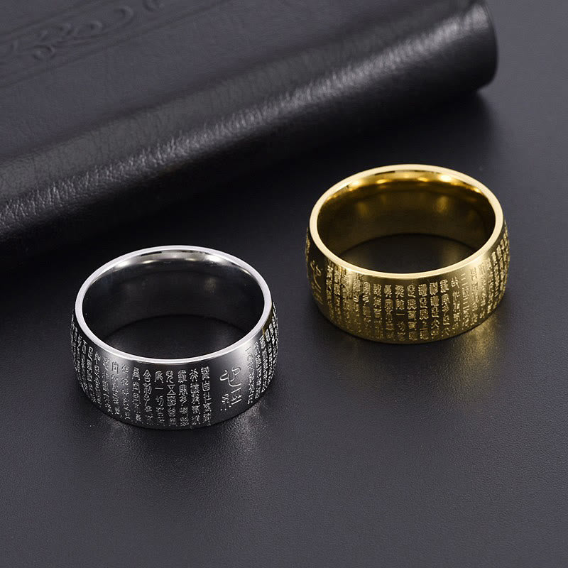 Tibetan Seal Heart Sutra Titanium Steel Balance Ring