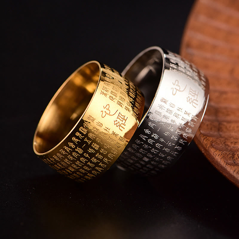 Tibetan Seal Heart Sutra Titanium Steel Balance Ring