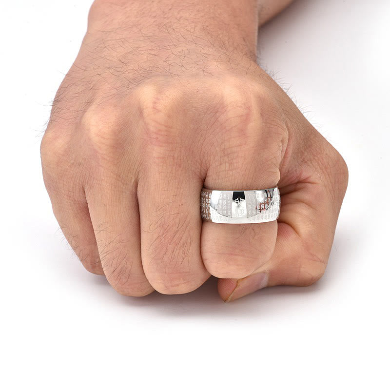 Tibetan Seal Heart Sutra Titanium Steel Balance Ring