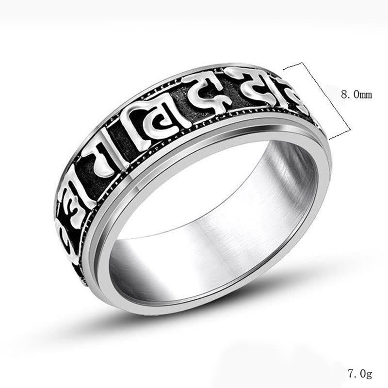 Engraved Om Mani Padme Hum Titanium Steel Spinner Balance Ring