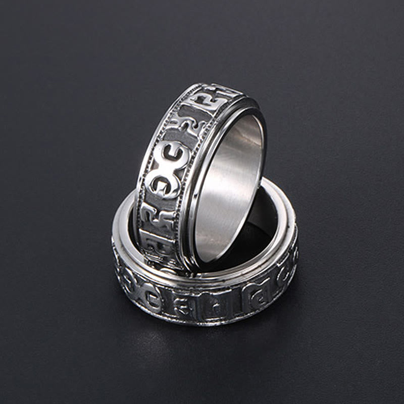 Engraved Om Mani Padme Hum Titanium Steel Spinner Balance Ring