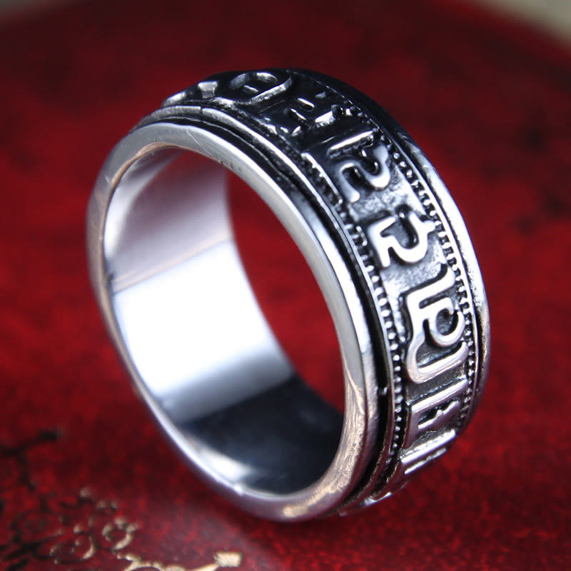 Engraved Om Mani Padme Hum Titanium Steel Spinner Balance Ring
