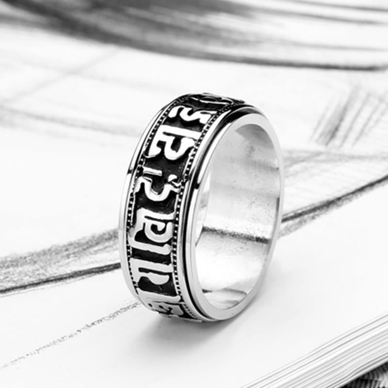 Engraved Om Mani Padme Hum Titanium Steel Spinner Balance Ring