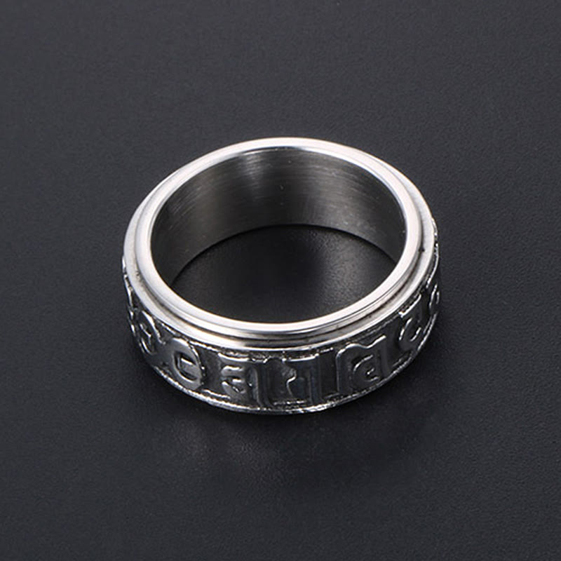 Engraved Om Mani Padme Hum Titanium Steel Spinner Balance Ring
