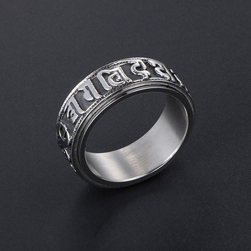 Engraved Om Mani Padme Hum Titanium Steel Spinner Balance Ring