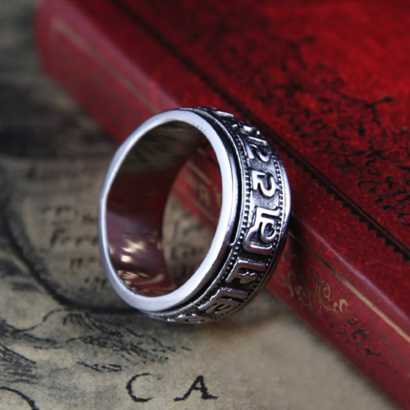 Engraved Om Mani Padme Hum Titanium Steel Spinner Balance Ring
