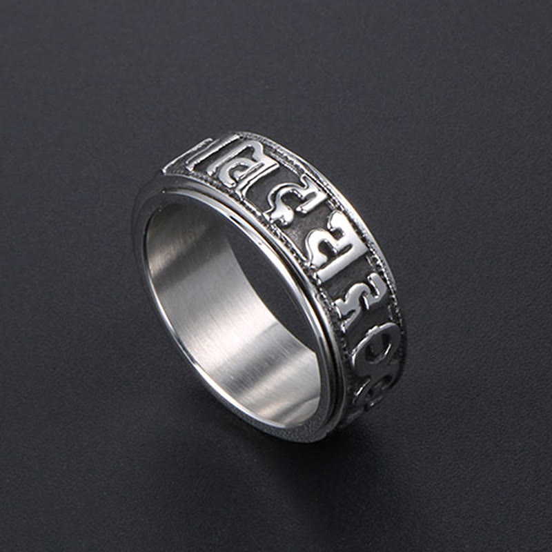Engraved Om Mani Padme Hum Titanium Steel Spinner Balance Ring
