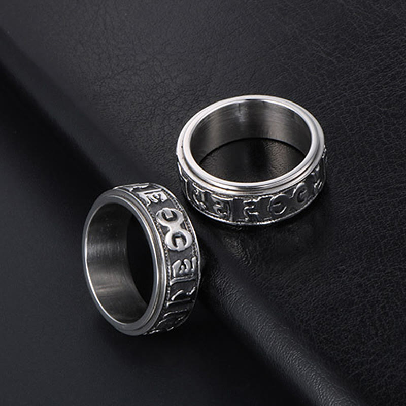 Engraved Om Mani Padme Hum Titanium Steel Spinner Balance Ring