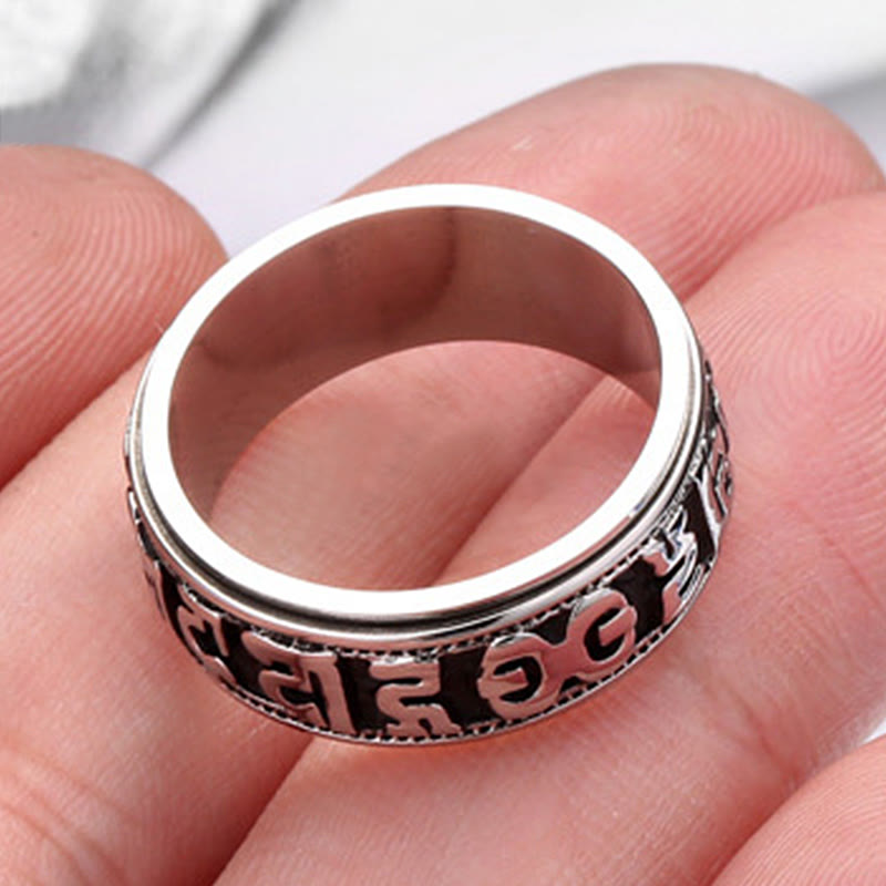 Engraved Om Mani Padme Hum Titanium Steel Spinner Balance Ring