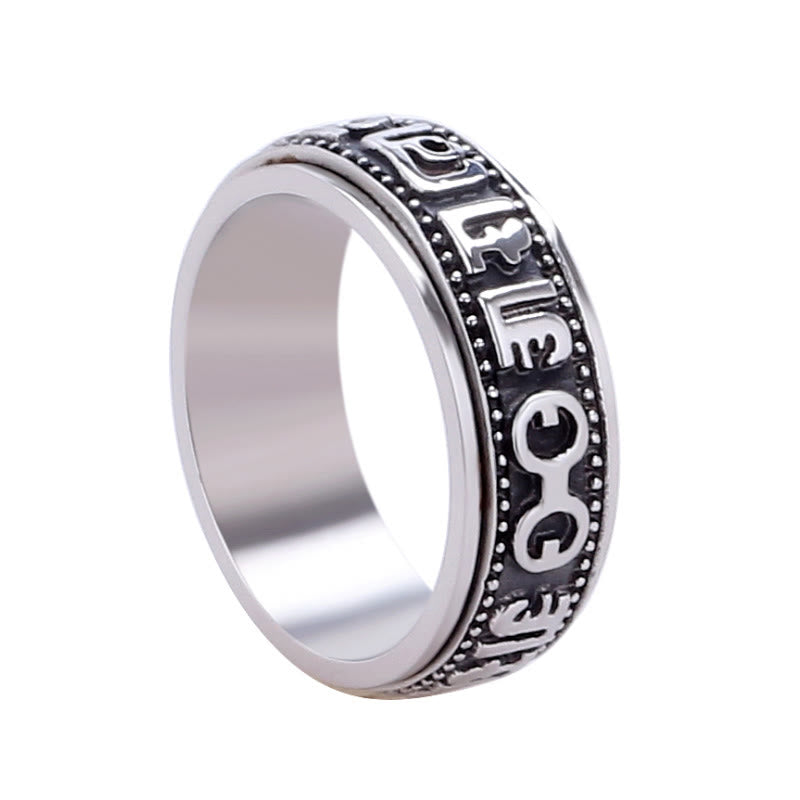Engraved Om Mani Padme Hum Titanium Steel Spinner Balance Ring