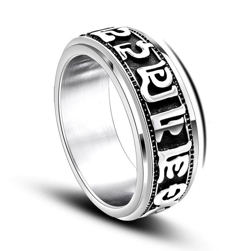 Engraved Om Mani Padme Hum Titanium Steel Spinner Balance Ring