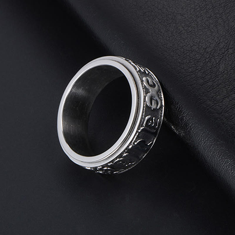 Engraved Om Mani Padme Hum Titanium Steel Spinner Balance Ring