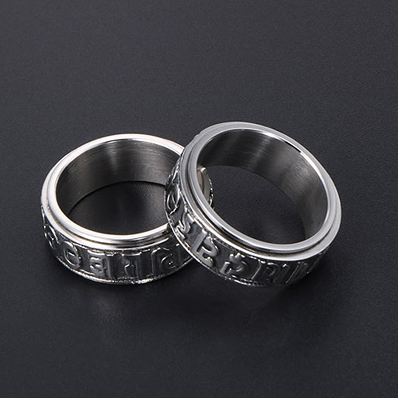 Engraved Om Mani Padme Hum Titanium Steel Spinner Balance Ring