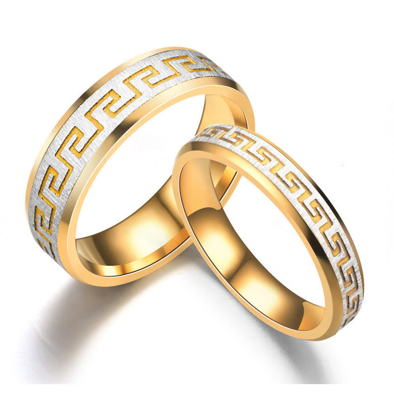 Geometric Great Wall Pattern Titanium Steel Minimalist Band Ring