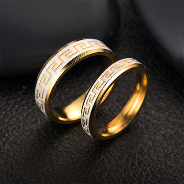 Geometric Great Wall Pattern Titanium Steel Minimalist Band Ring