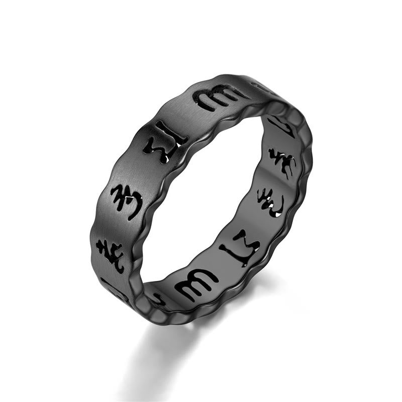 Tibetan Hollow Om Mani Padme Hum Titanium Steel Balance Ring