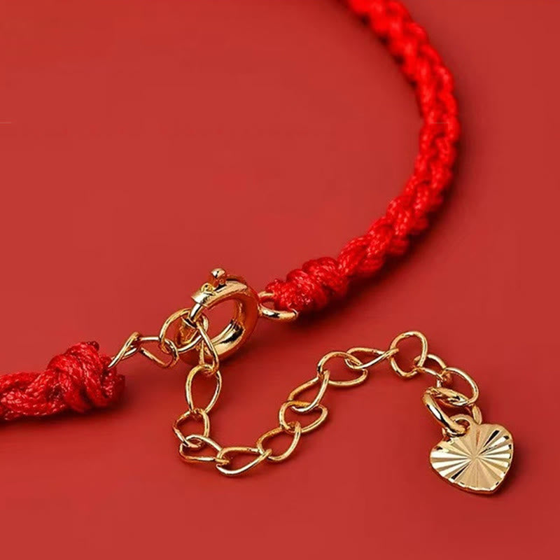 925 Sterling Silver Red String Five Ways God of Wealth Cord Bracelet