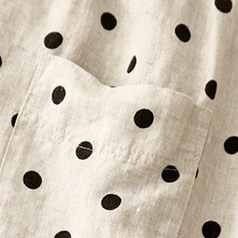 Tactile Cotton Linen Polka Dot Cropped Meditation Pants