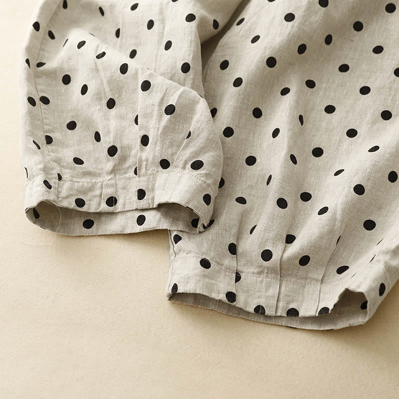 Tactile Cotton Linen Polka Dot Cropped Meditation Pants