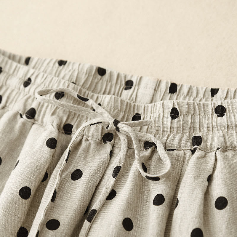 Tactile Cotton Linen Polka Dot Cropped Meditation Pants